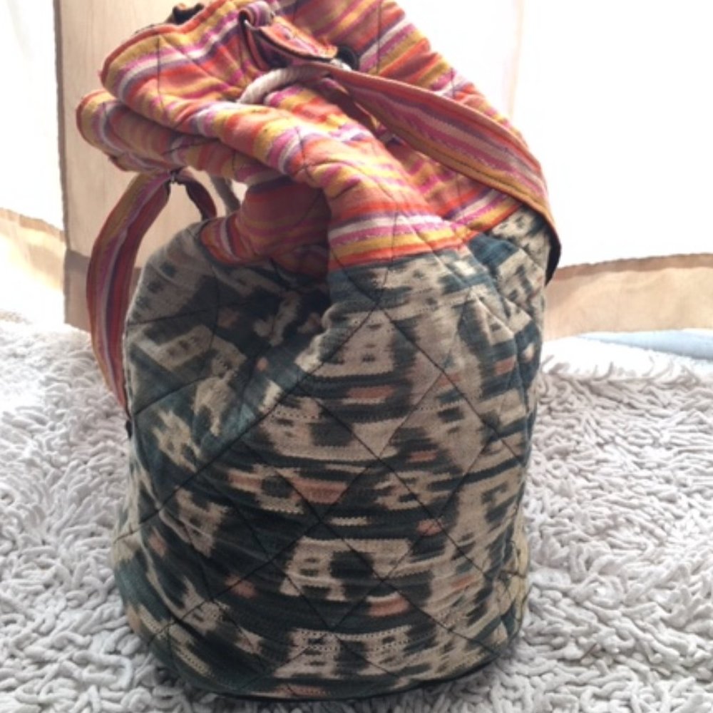 Boho Quilted Multi-Colored Drawstring Backpack Sh… - image 4